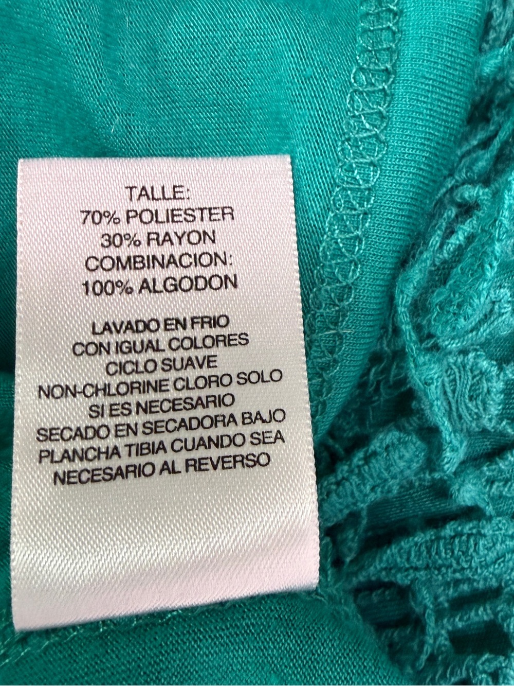 Signature Studio Teal Crochet Lace Fringe Boho Tunic Top M - Picture 11 of 11